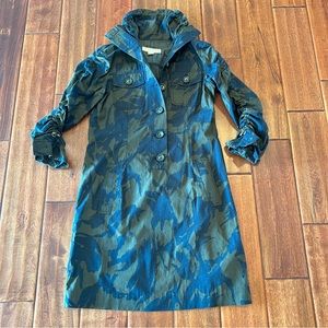 Michael Kors Camo Cotton Blue Green Shirt Dress Size Extra Small